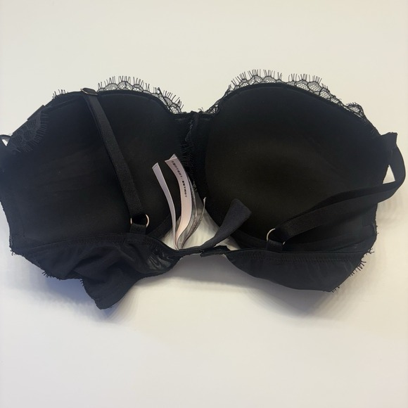 Victorias Secret Dream Angels Pushup‎ Bra Thick Padded Size 32DD Black Lace NEW - Picture 9 of 10